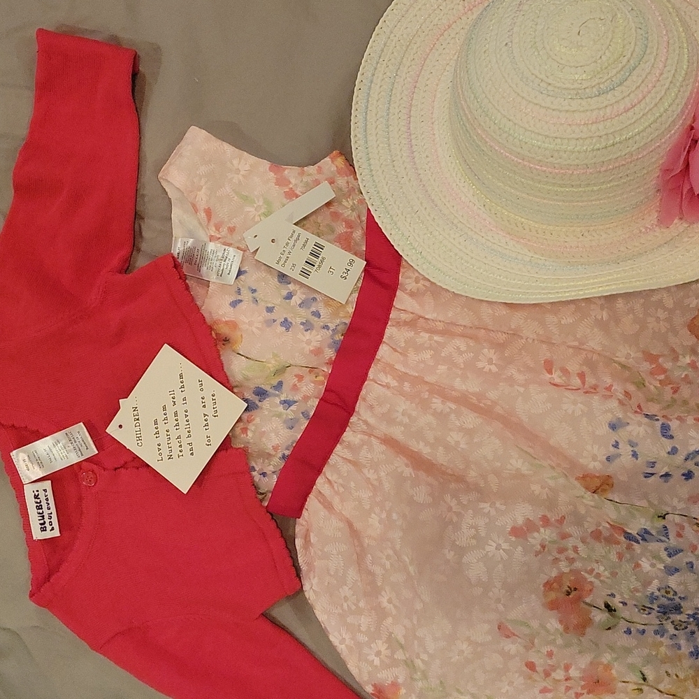 Easter Spring Dress with Matching Shrug and Hat for a Girl's Toddler Size 3T!!